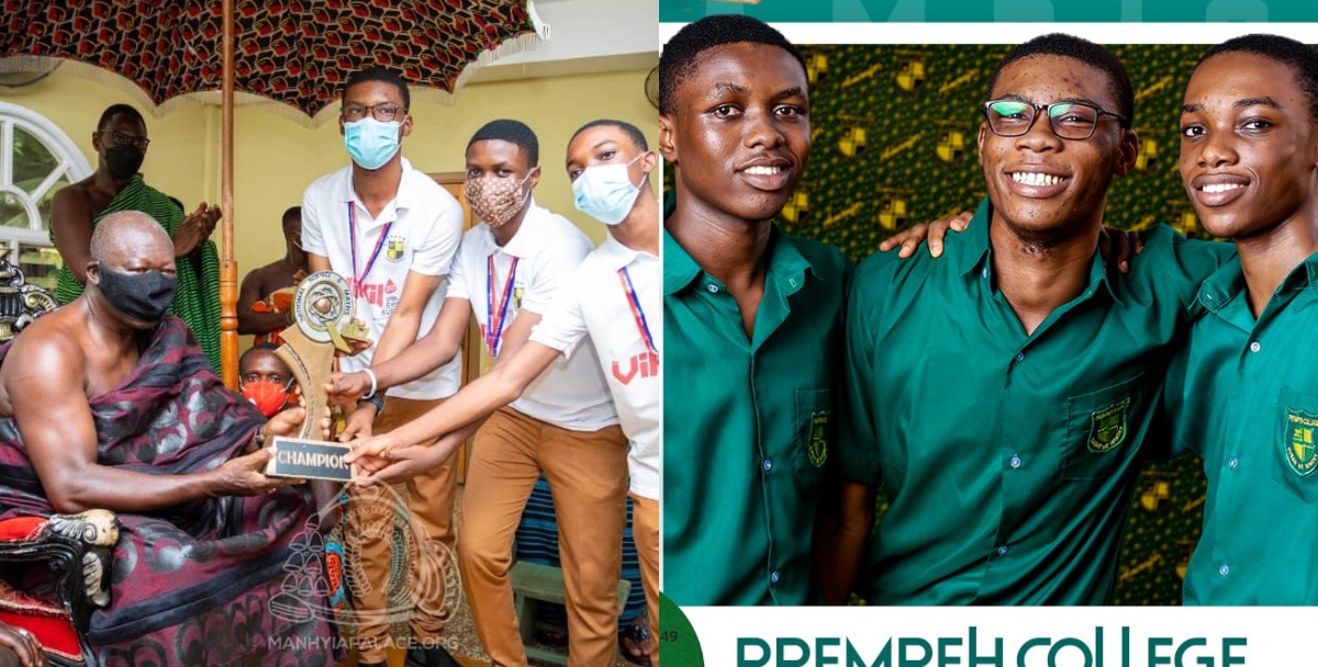 NSMQ champions Prempeh College present trophy to Otumfuo; powerful photos surface