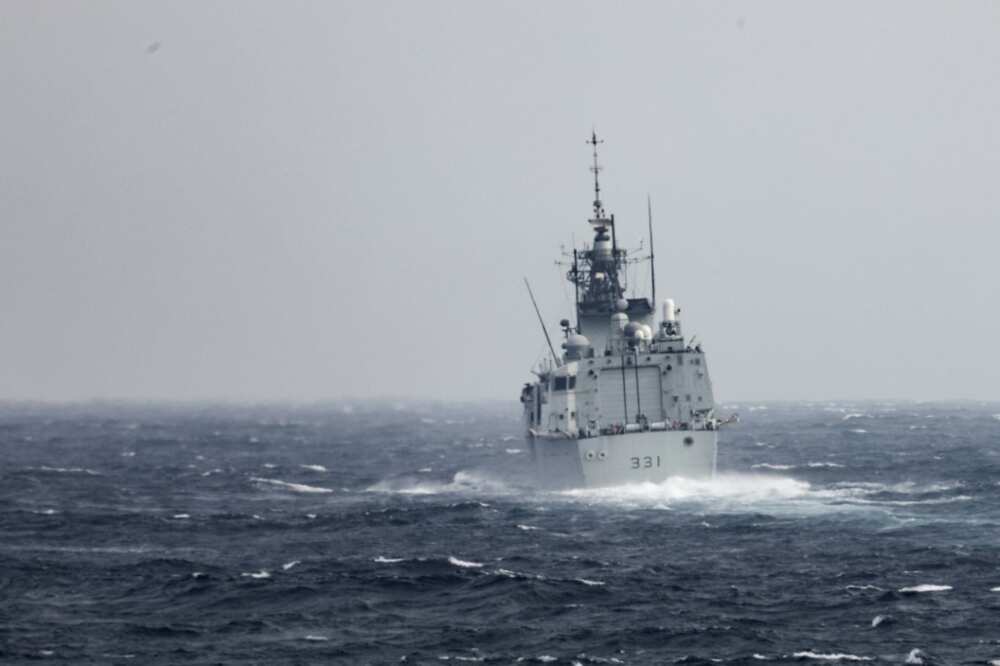 A US Navy photo shows Canadian frigate HMCS Vancouver in the Taiwan Strait during a routine transit