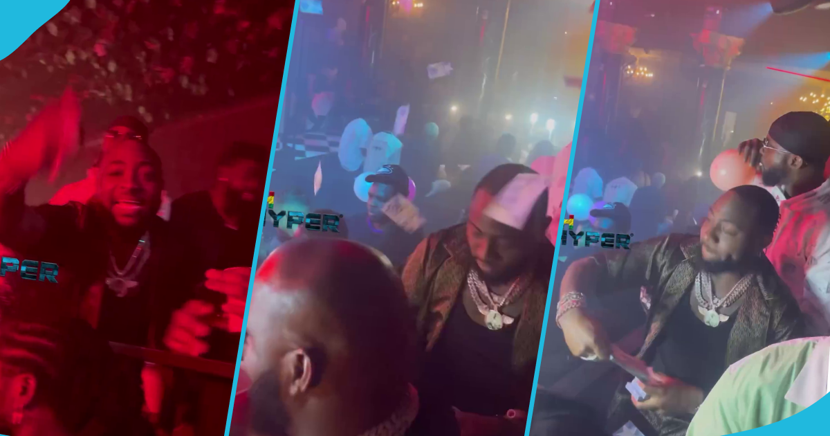 Davido: Nigerian Singer Sprays Money In A Club In Ghana, Peeps In Awe As No One Rushes For Them