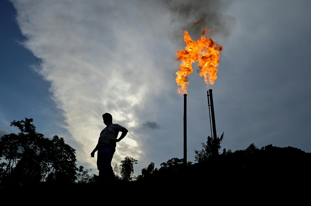 A gas flare from a refinery in Ecuador