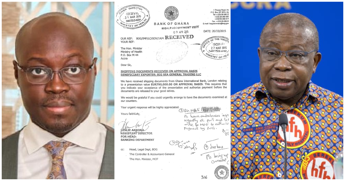 Ambulance Saga: BoG's letter reveals Health Ministry rather than Ato Forson authorized payments