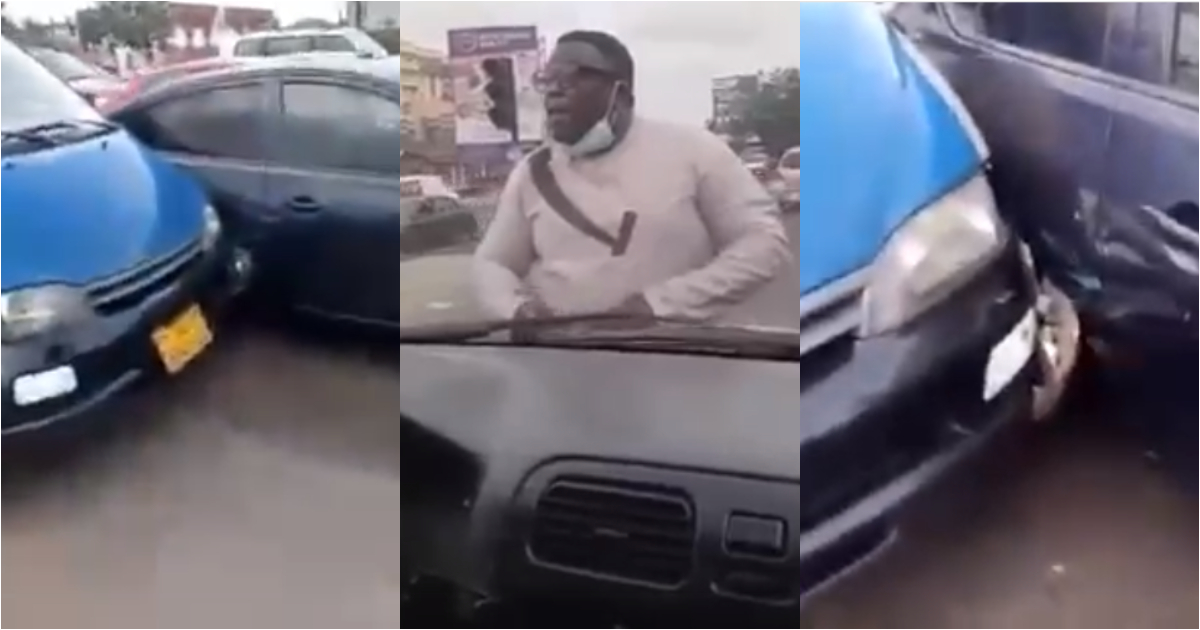 Angry GH Man Smashes Car of 'Trotro' Driver with his vehicle over misunderstanding; video pops up
