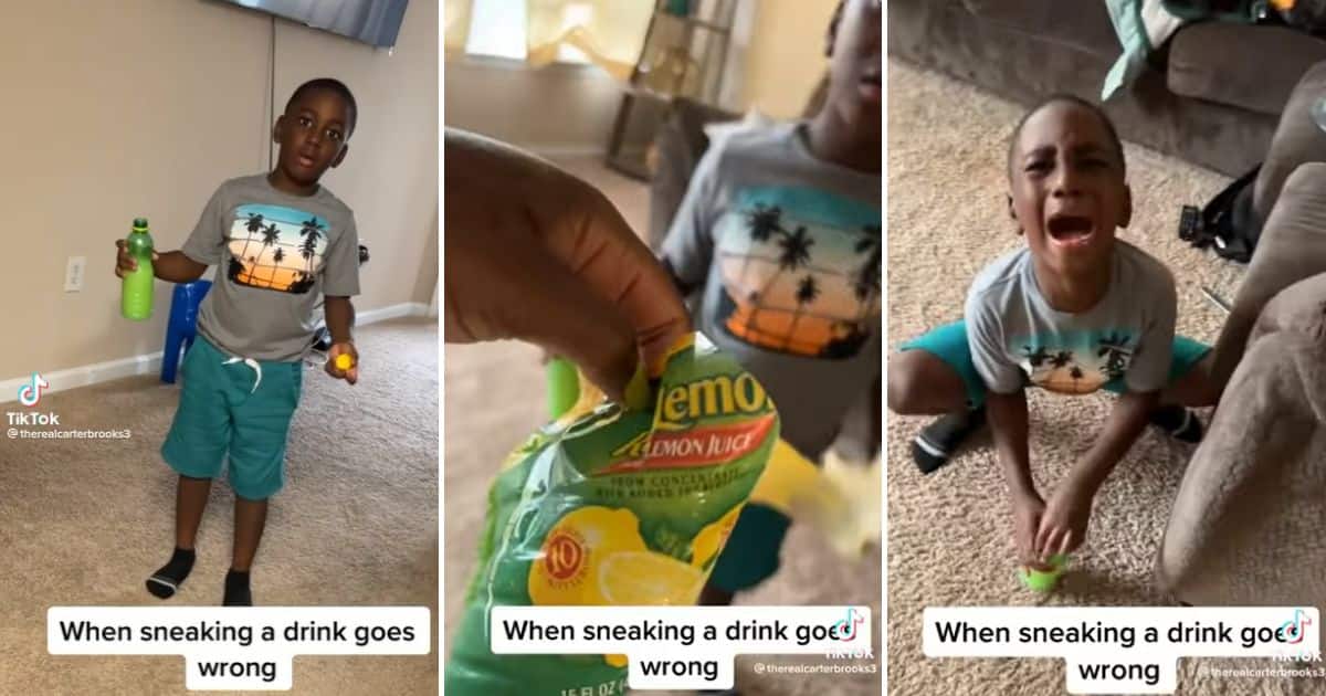Mom catches son by trying to sneak a drink