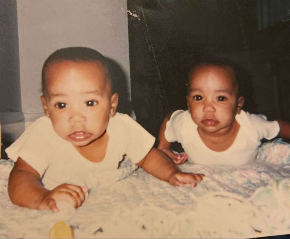 Childhood photo of Mya and Madison Glover.