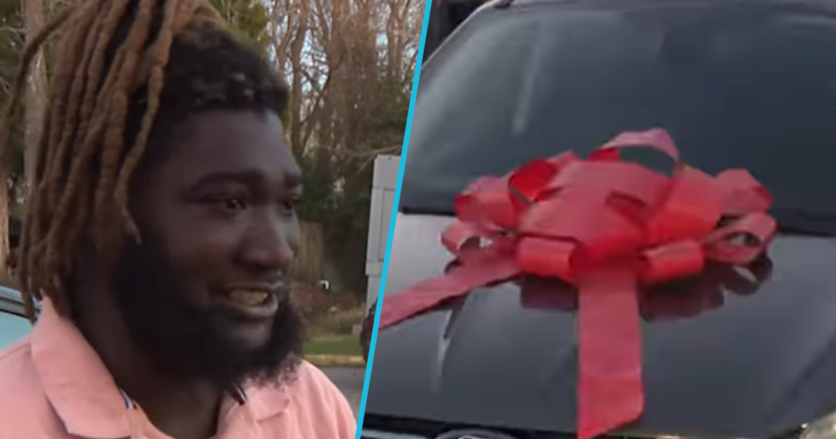 Young Black man receives new car.