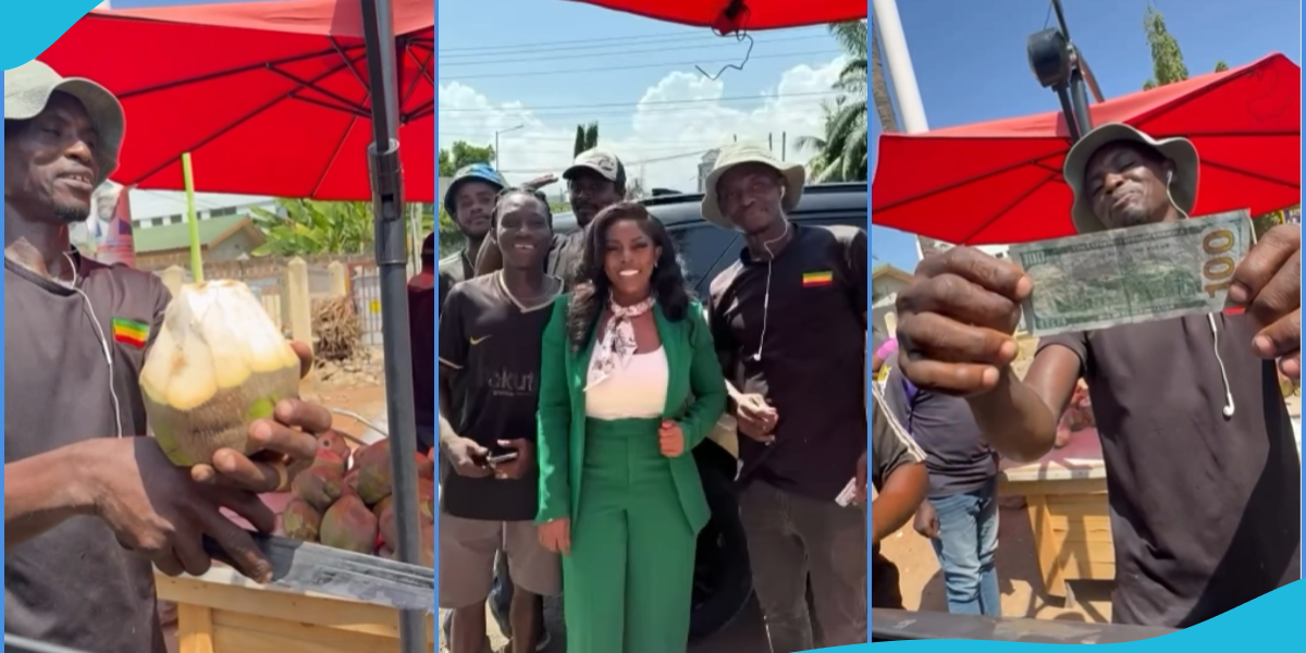 Nana Aba excites coconut sellers as she offers to take them to dinner