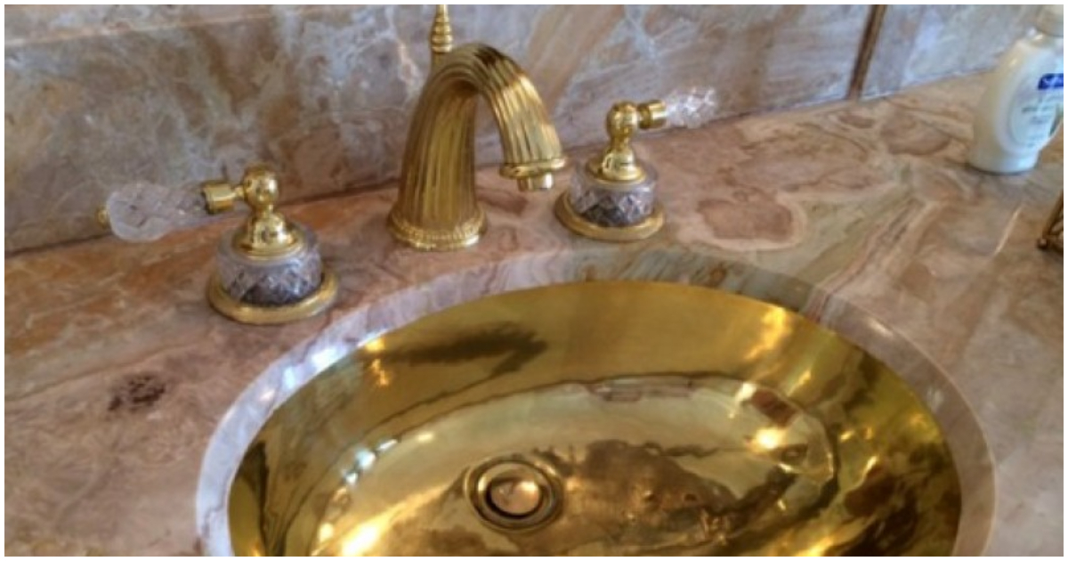 Gold-plated sink in Donald Trump's Mar-a-Lago residence