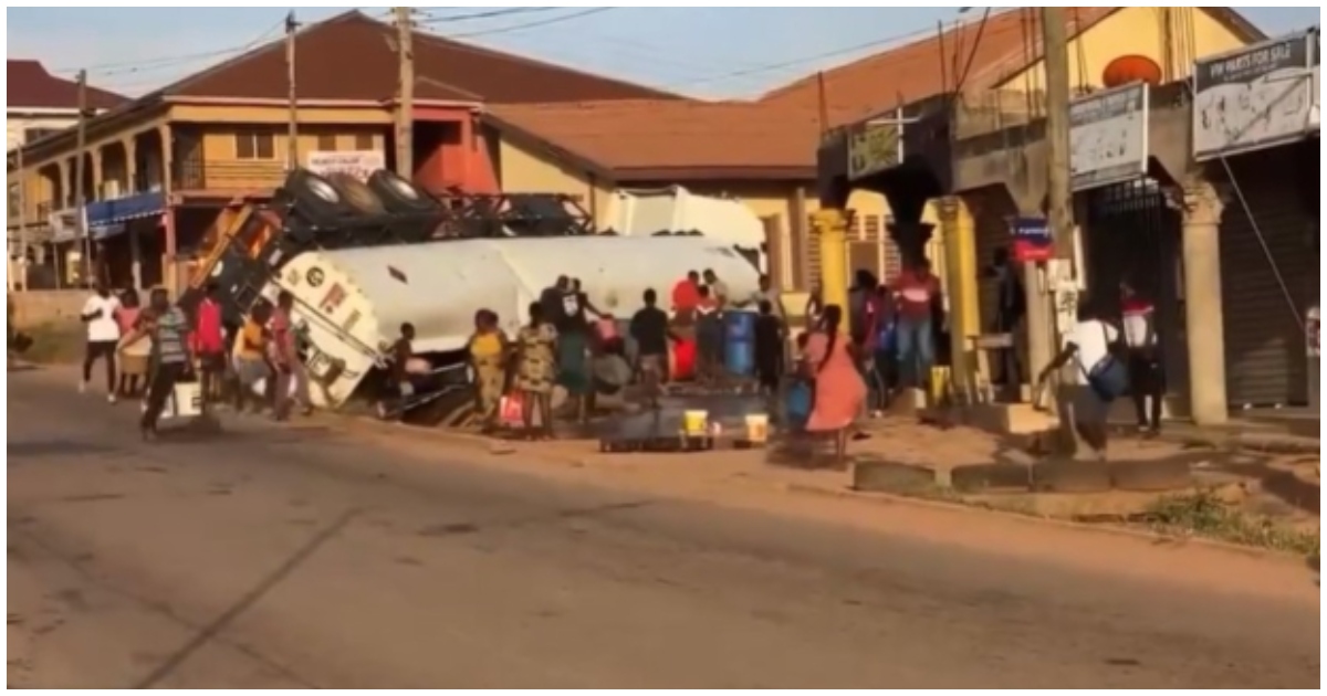 Video of people rushing with buckets to fetch diesel from fallen fuel tanker in A/R causes stir
