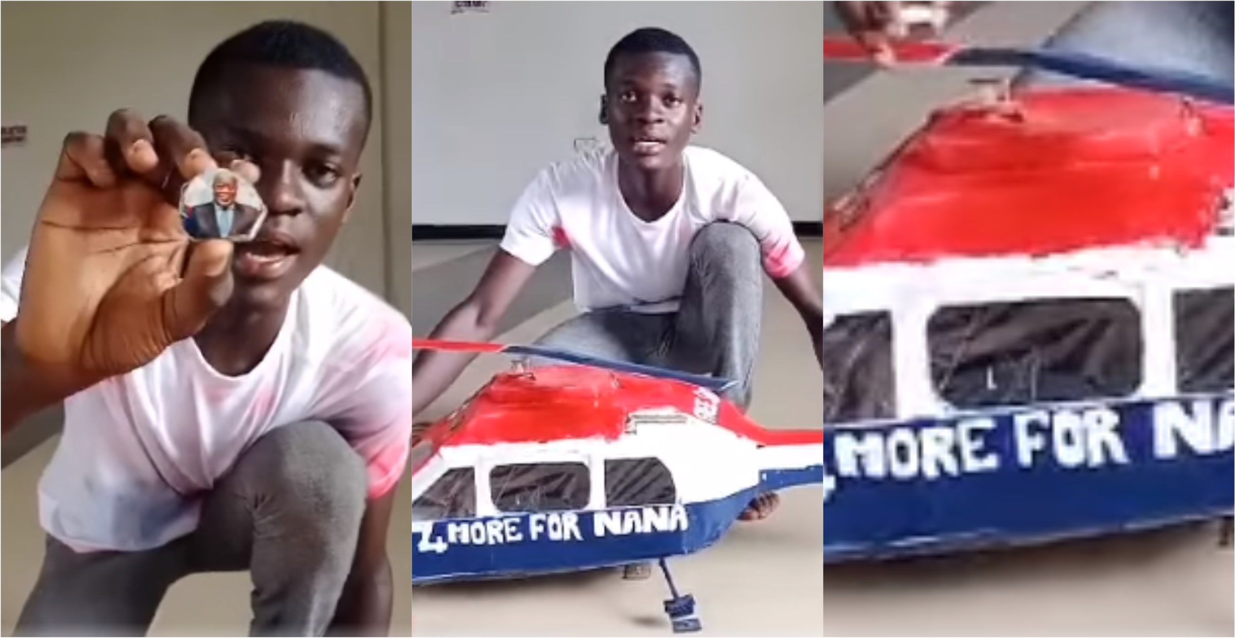 Frank Adu: Free SHS student builds helicopter to honour Akufo-Addo (Video)