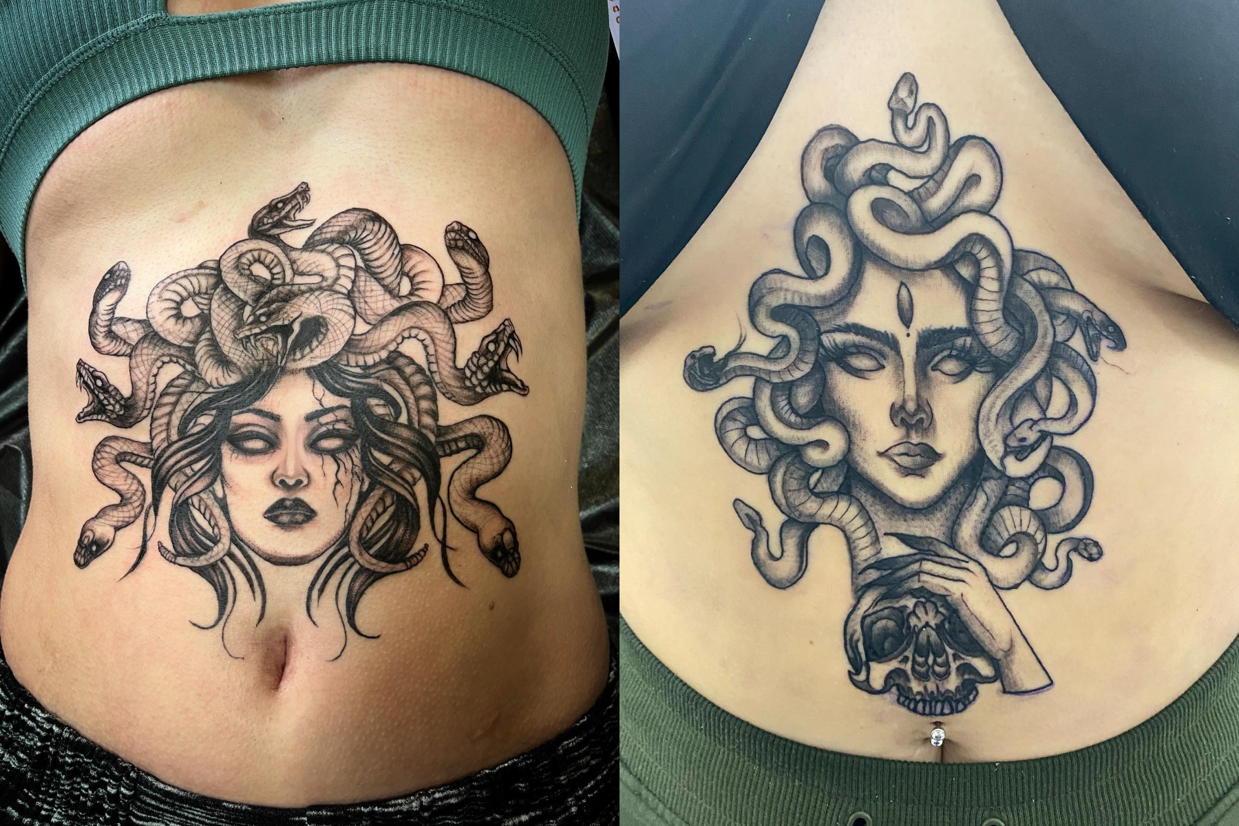 Ladies with black medusa tattoos