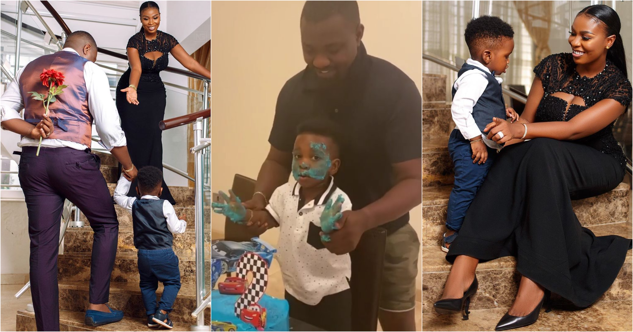 Dumelo paints his son's face with cake during his 2nd birthday celebration (video)