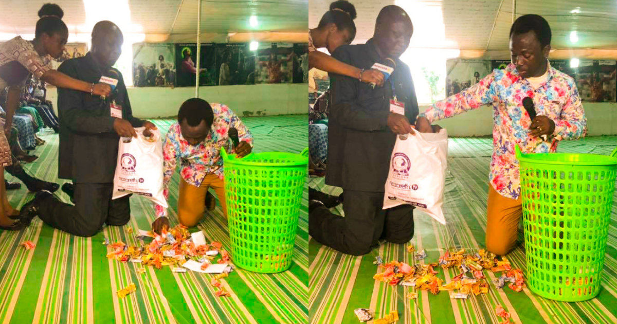 Ghanaian prophet donates church offerings & donations to man facing challenges; he bursts into tears