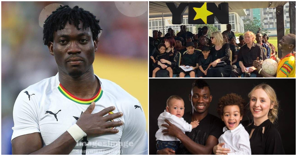 Marie-Claire Rupio: Christian Atsu's wife looks gorgeous in black African print dress for funeral ceremony