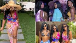 Yvonne Okoro puts her heavy chest on display in hot bikini photos & video with her sisters