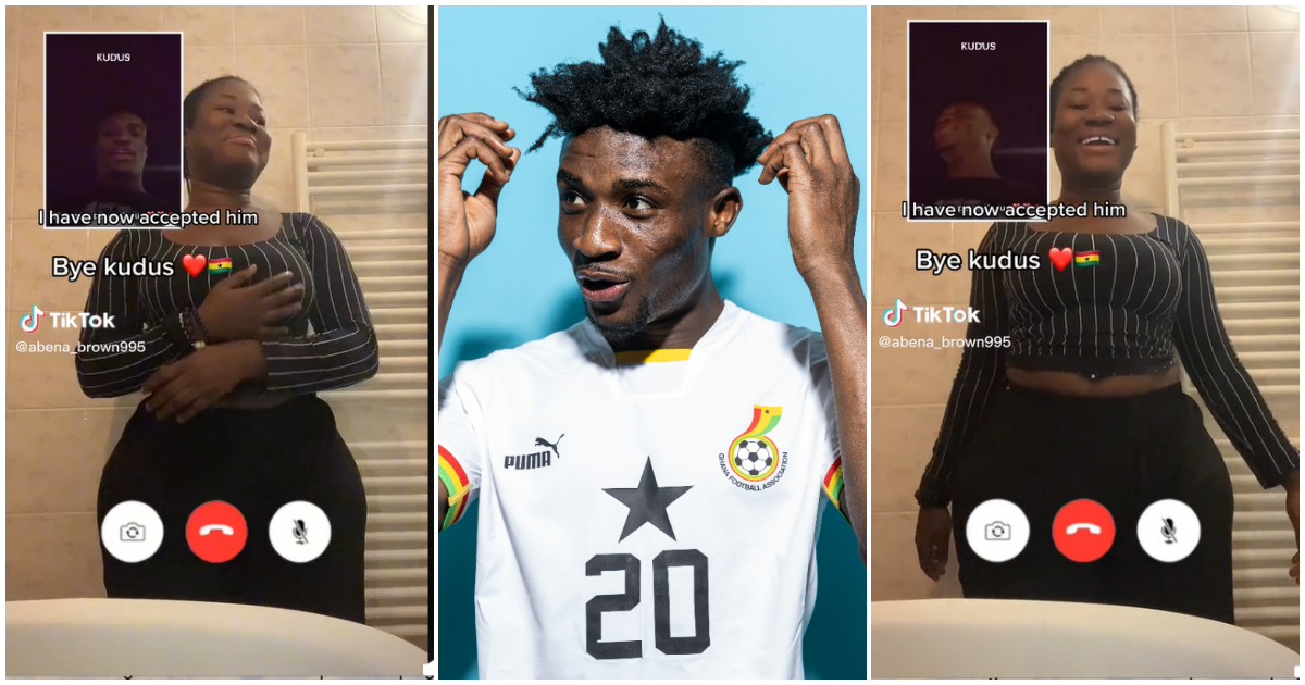 Kudus: Thick stunning GH lady goes on a live video call with Black Stars player, editing shows expressing love for each other