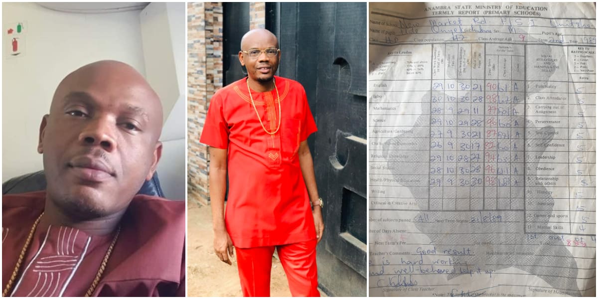 Nigerian man to pressure his kids after finding his old primary school report card, he had straight A's