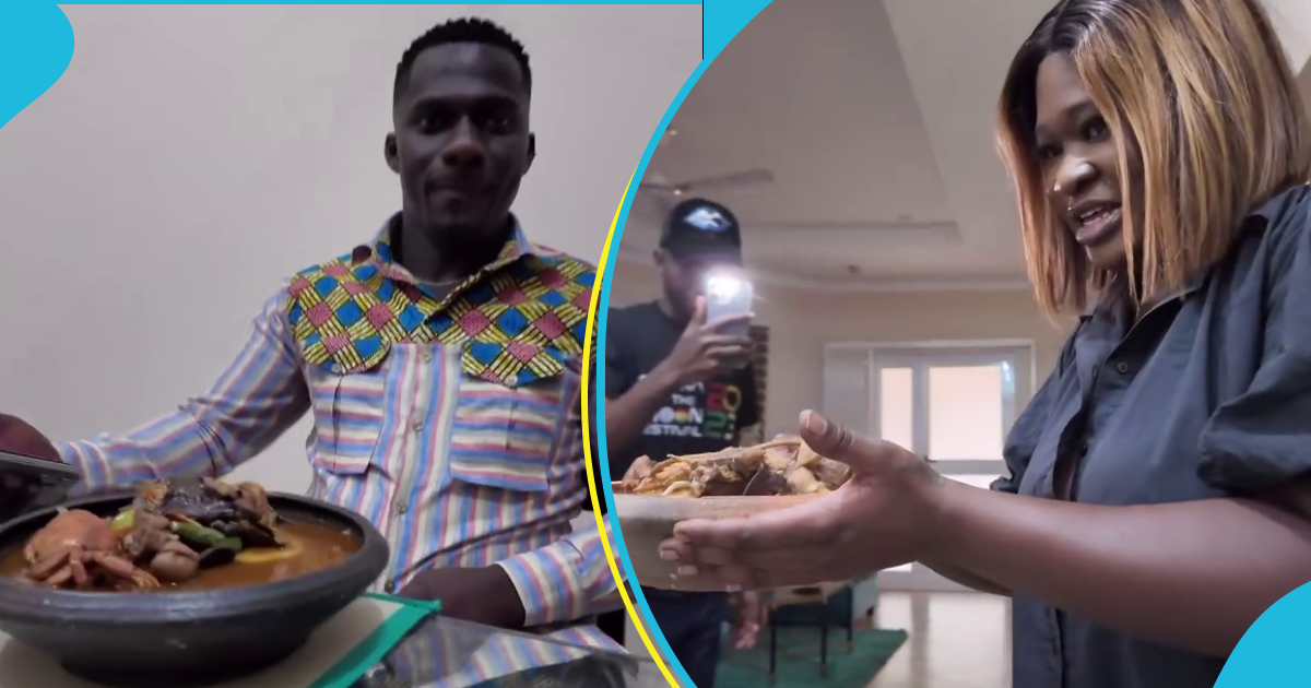 Zionfelix hails Sista Afia as she prepares fufu for him at her residence, her cooking skills impress many