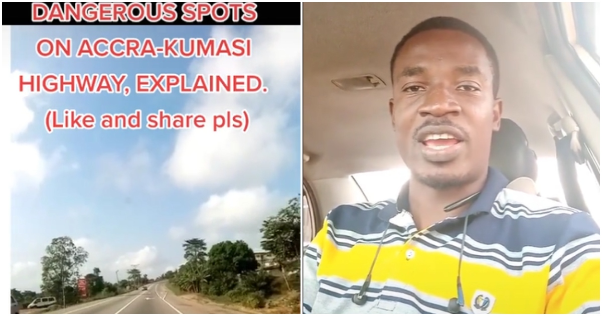 Selfless Ghanaian man educates people on dangerous parts of the Accra-Kumasi road