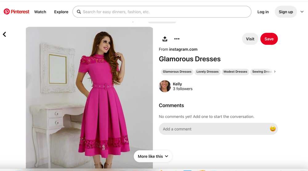 Photo of a pink dress posted on Pinterest