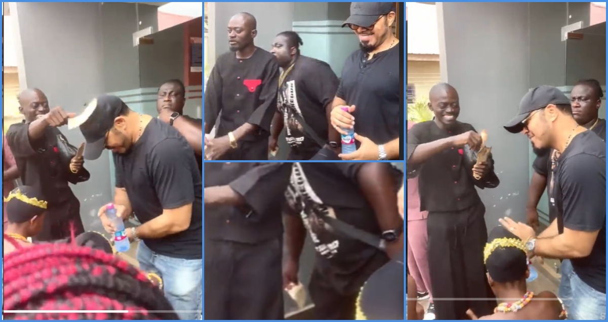 Lil Win brought traditional dancers to put on a display for Ramsey Nouah and showered him with money
