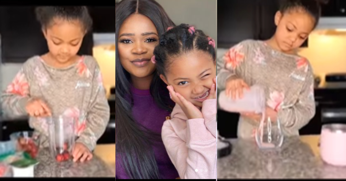 Kafui Danku’s Daughter Baby Lorde Prepares her Mother’s Favourite Smoothie In Video; Fans Fall In Love