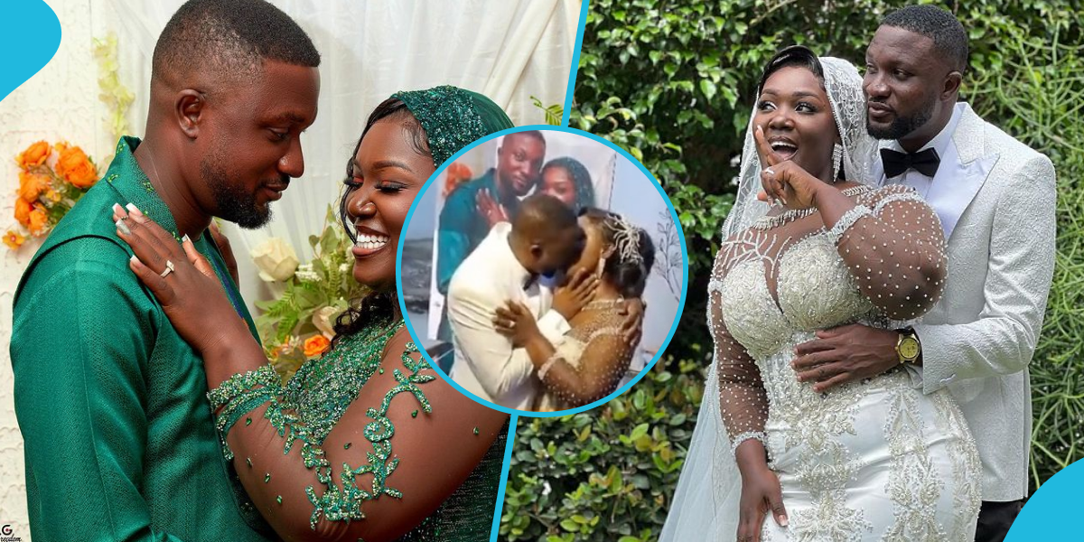 Tima Kumkum and her husband kiss on their wedding day