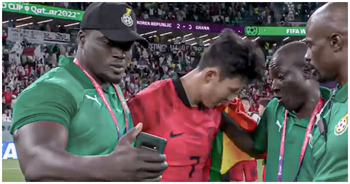 Ghanaian coach spotted taking selfie with South Korea's crying Son after Ghana's victory