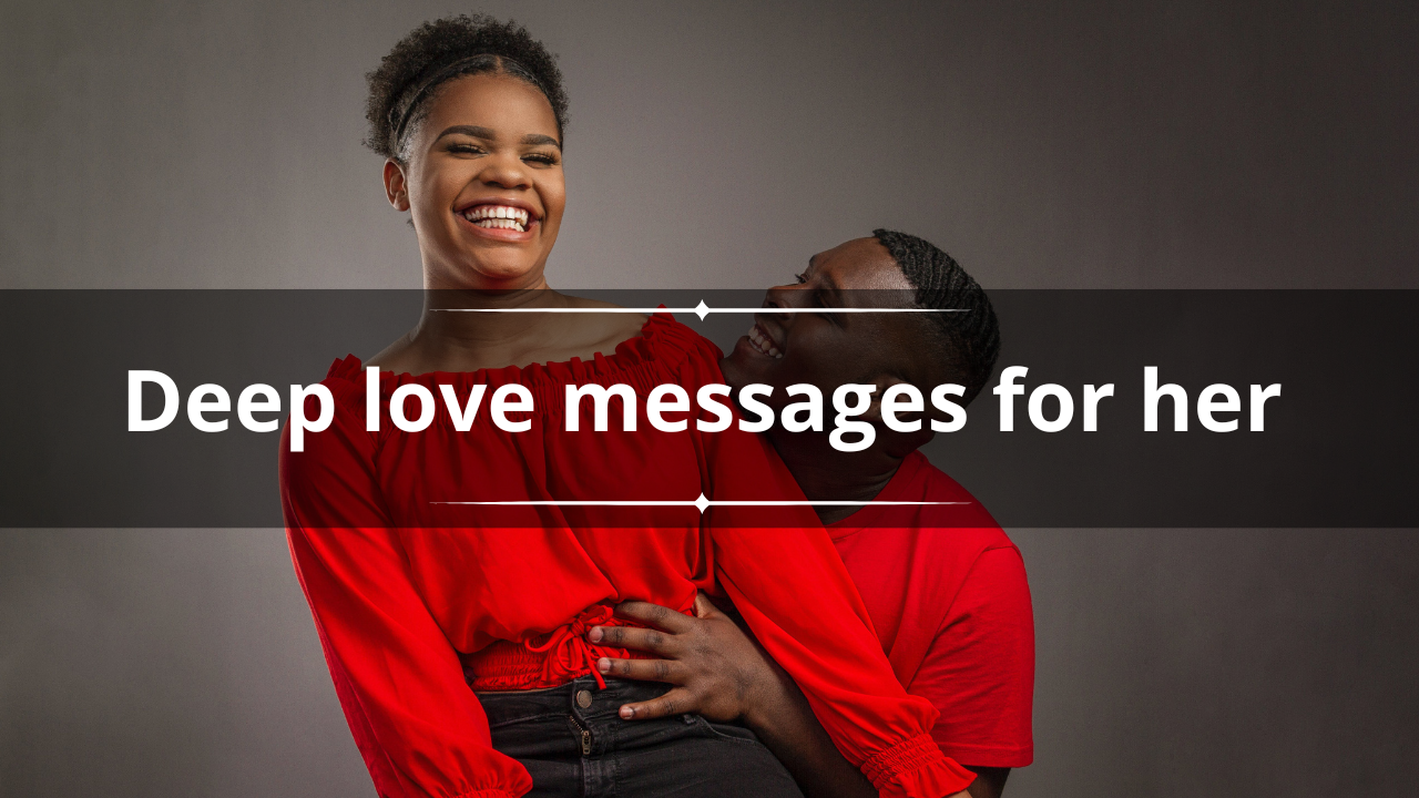 deep love messages for her and a happy couple in red tops