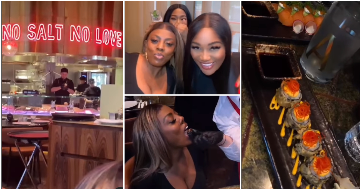 Nana Aba Anamoah chills with Sandra Ankobiah and pretty lady in video, fans admire their rich lifestyle