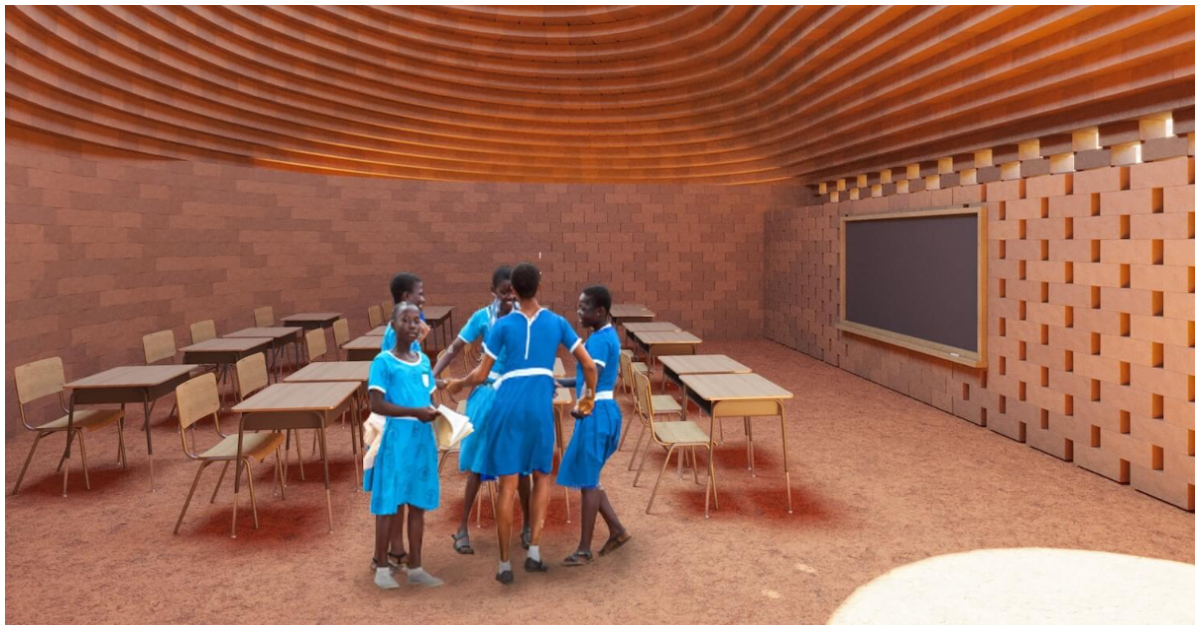 Design of the classroom with kids playing in it
