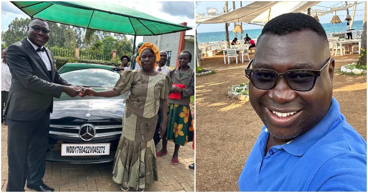 Bungoma Man Gifts Mum Mercedes Benz, Emotionally Says She Did Menial Jobs to Feed Them