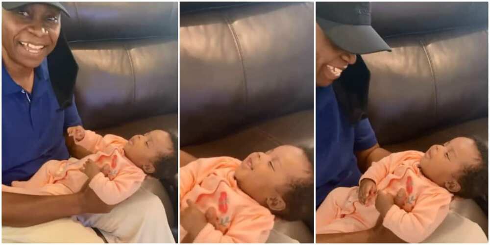 Adorable Video As Davido’s Billionaire Father Gushes Over Granddaughter After Meeting Her for the First Time