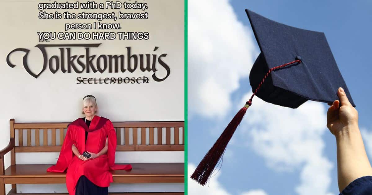 A TikTok user celebrated her mother, who achieved her PhD at 70 from Stellenbosh University.