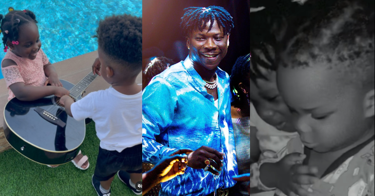 8 adorable videos and photos of Stonebwoy’s daughter Jidula proving she is a smart big sister and leader to her brother