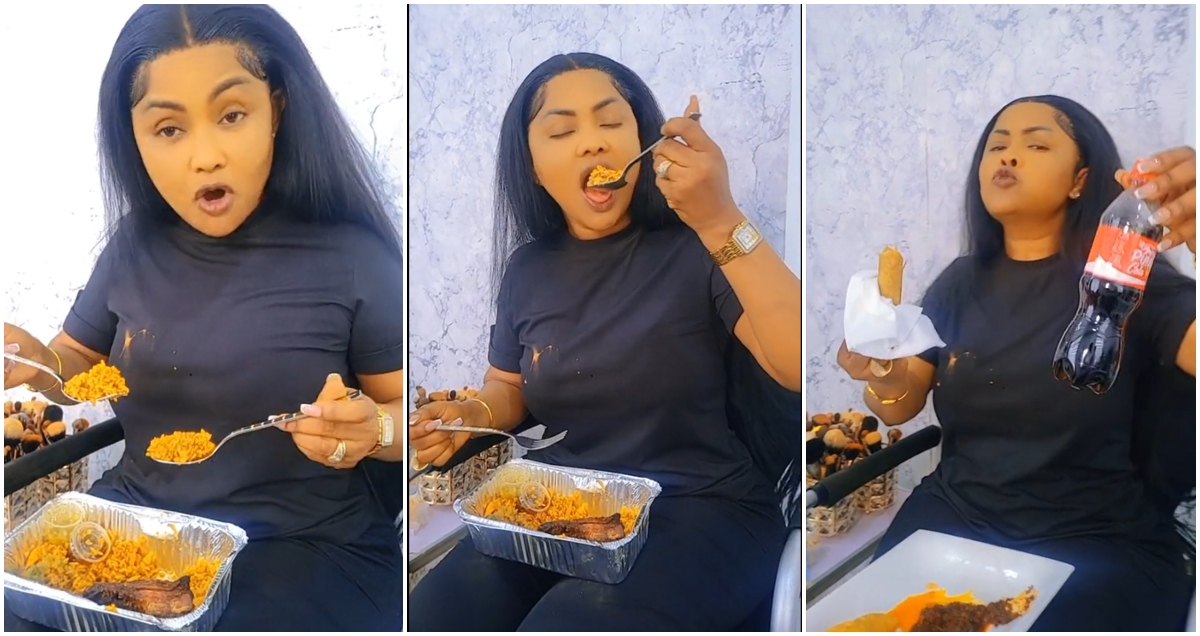 Nana Ama McBrown enjoying jollof rice