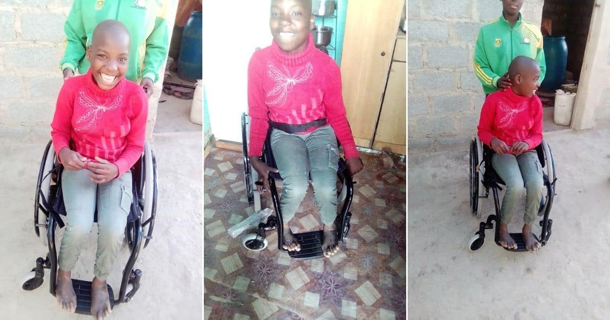 Overjoyed Yamkela Mafiyane, 13, Finally receives her Wheelchair