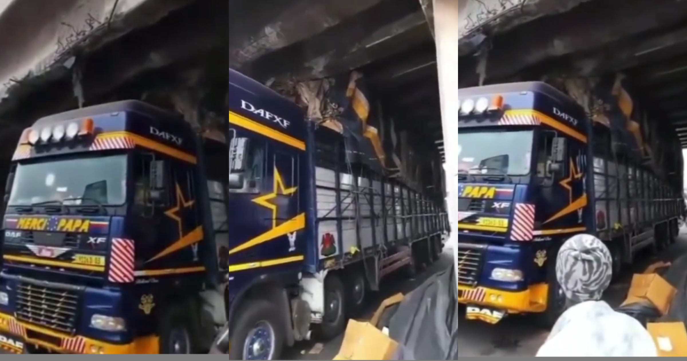 Overloaded Truck Gets Stucked Under Achimota Overhead Bridge (Video)