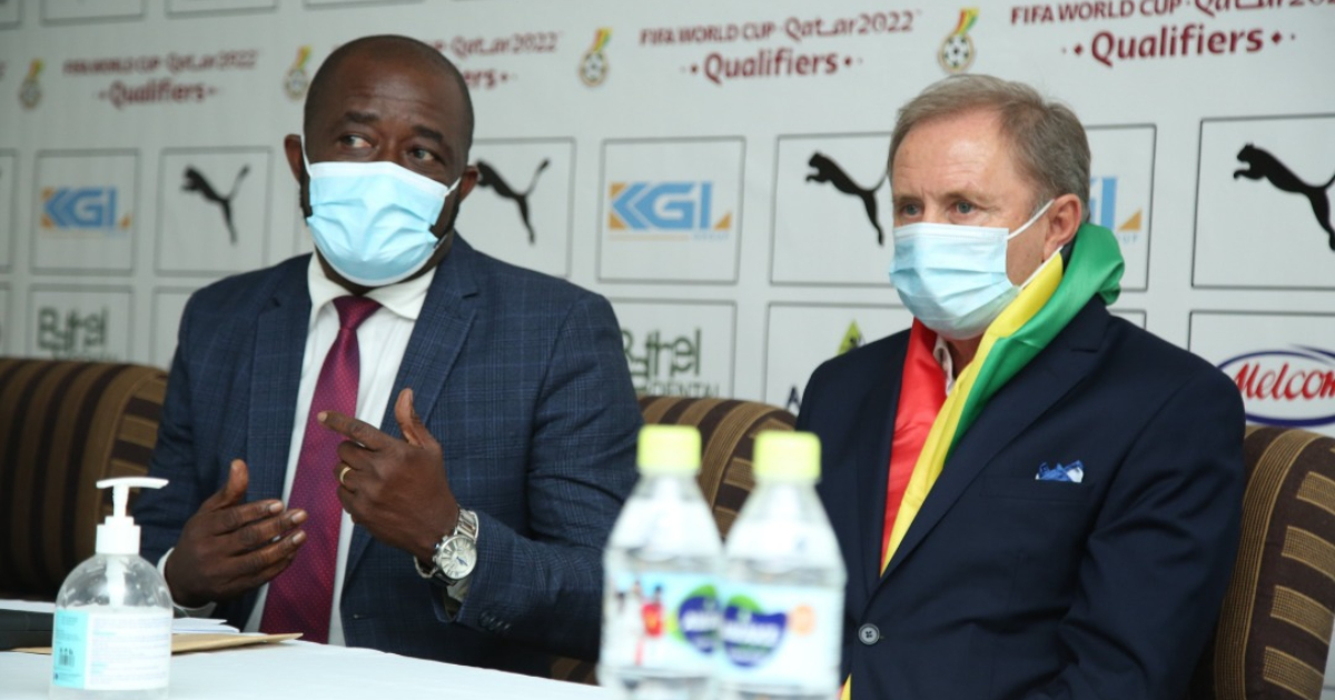 Kurt Okraku and Ghana coach. SOURCE: Twitter/ @ghanafaofficial