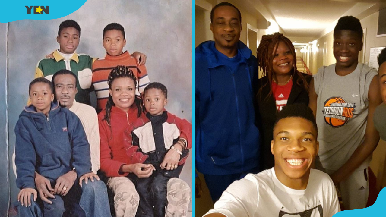 Charles Antetokounmpo, his wife Veronica, and sons