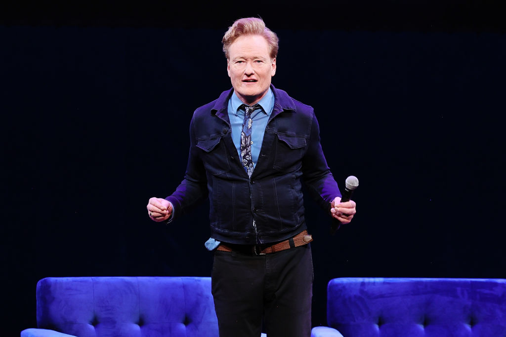 Conan O'Brien performs onstage during a live taping of Conan O'Brien Needs a Friend at the Brooklyn Academy of Music