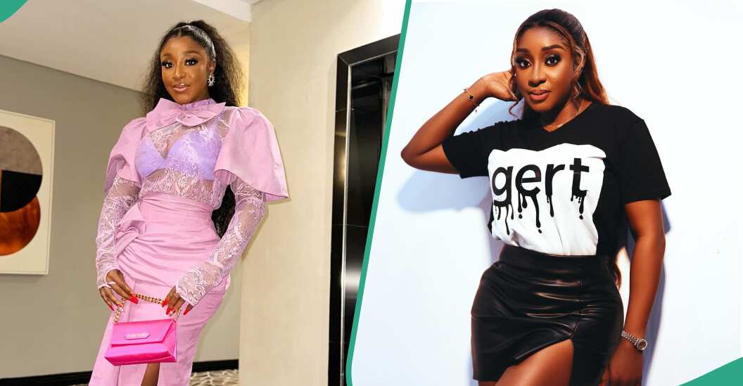 Ini Edo looks glamorous in a stylish denim outfit, fans hail her: "This aunty is just too fine"