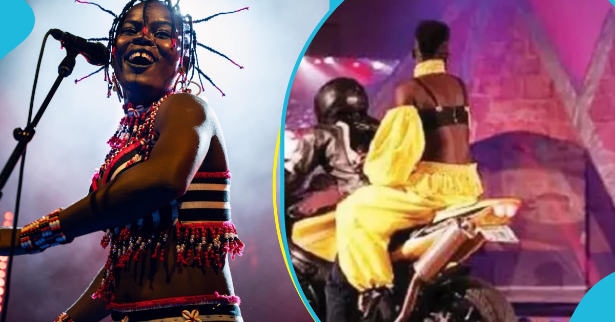 Throwback: Wiyaala Stuns Nigerian Crowd As She Storms Stage With Motorbike, Peeps React To Video