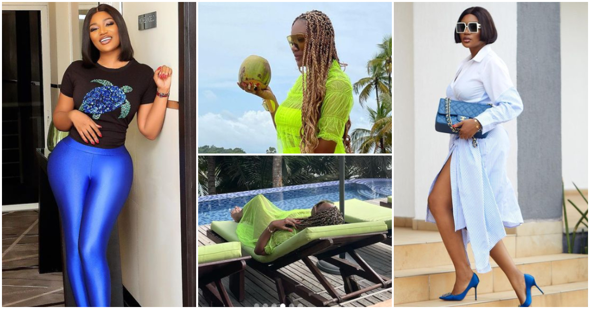 God made her curvy: Sandra Ankobiah drips in hot revealing beachwear in photos; leaves fans thirsty