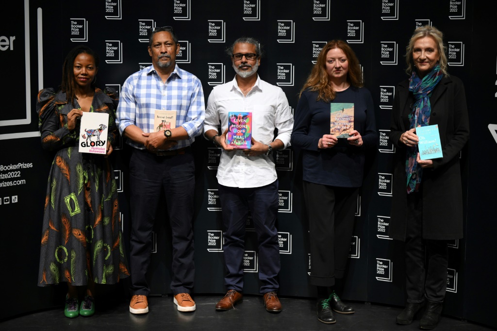 Five of the shortlisted authors: NoViolet Bulawayo, Percival Everett, Shehan Karunatilaka, Claire Keegan and Elizabeth Strout
