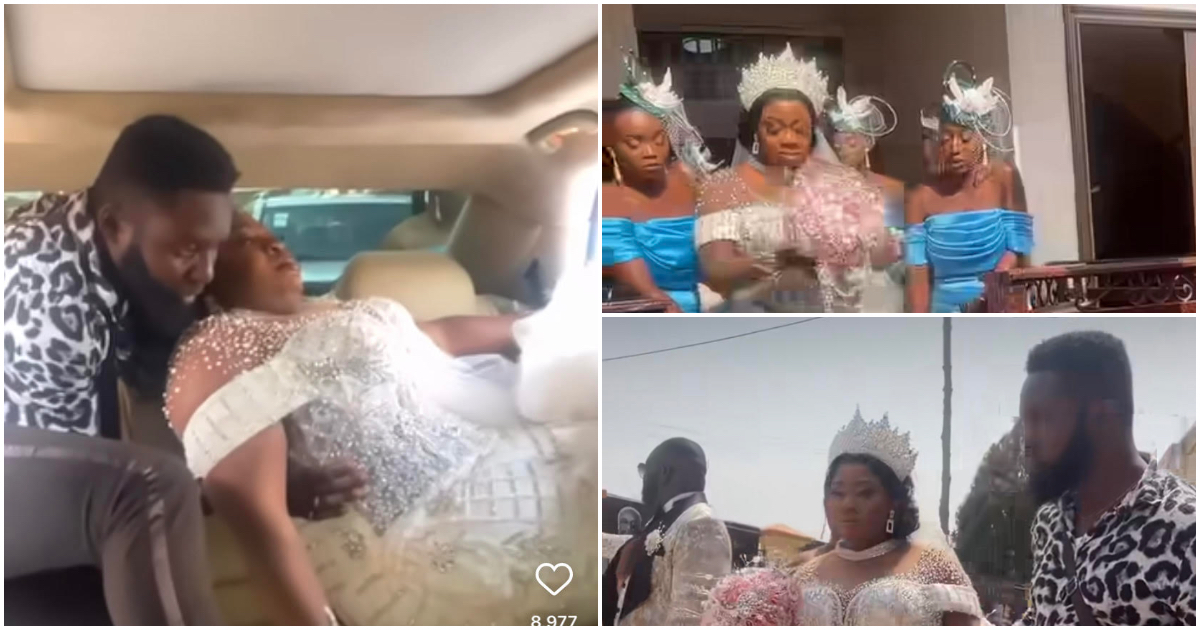 Wedding Dresses: Plus-Size Ghanaian Bride Wears Tight Gown, Unable To Walk Or Sit Without Crying For Help