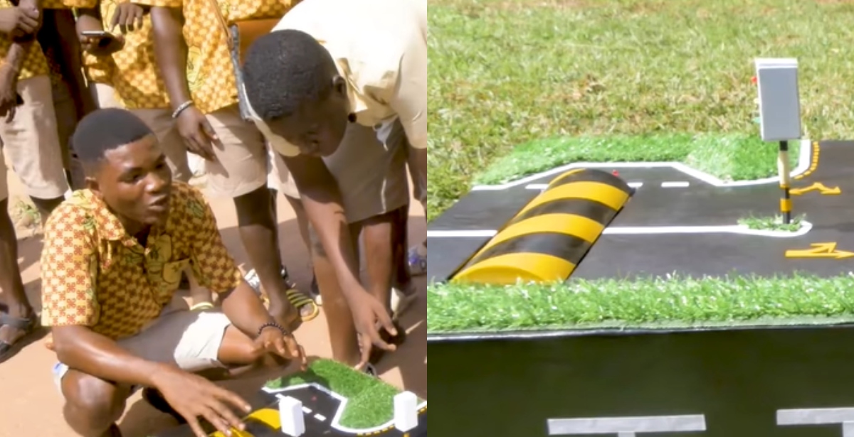 Ghanaian students generate power for traffic lights & street lights using speed ramps