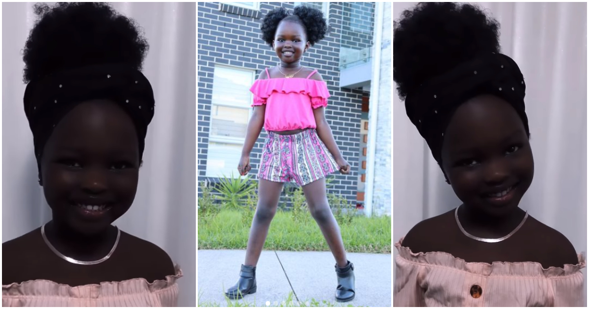 Child model Princess Blossom shows off her beautiful skin.
