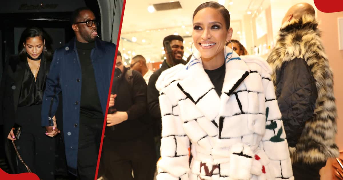 Sean Combs and Cassie Ventura in Los Angeles in 2018 (left). Cassie attending Buttah Skin By Dorion Renaud Holiday Pop-Up in 2022 (right).
