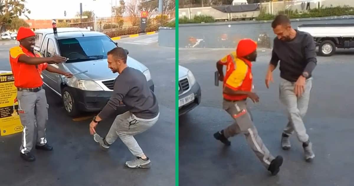 Shell petrol attendant and motorist's dance off