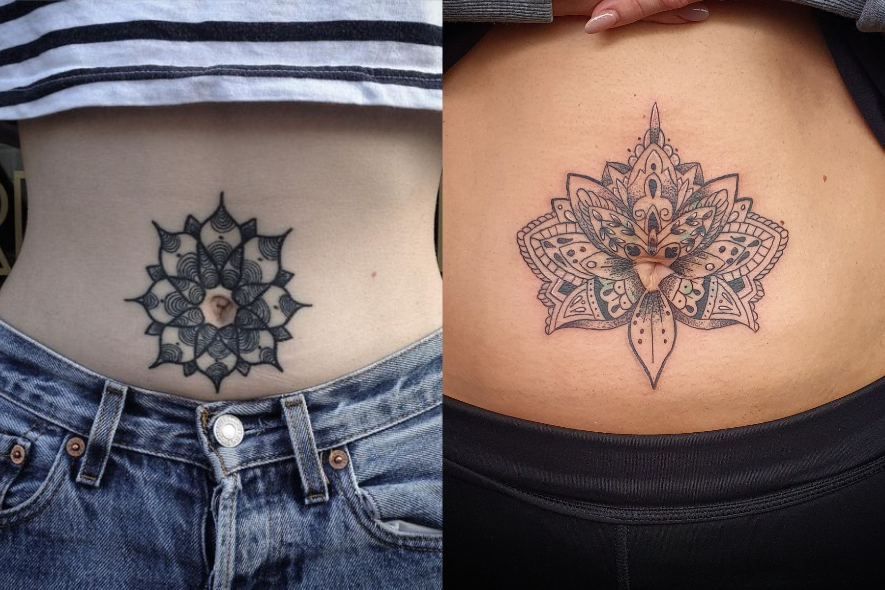 Two ladies with black mandala tattoos